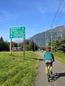 biking to mendenhall glacier