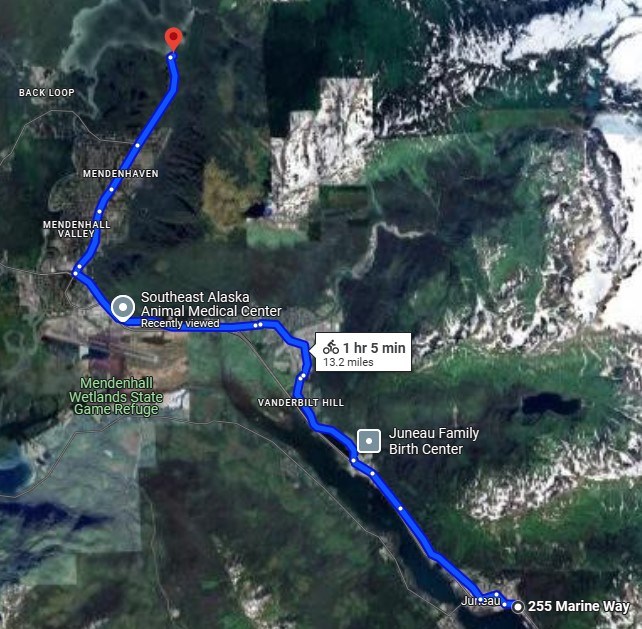 map to mendenhall glacier biking