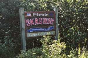 welcome to skagway sign